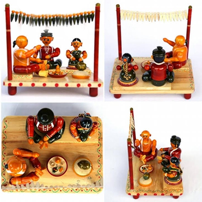 "Etikoppaka Wooden Marriage Set B-3 - Click here to View more details about this Product